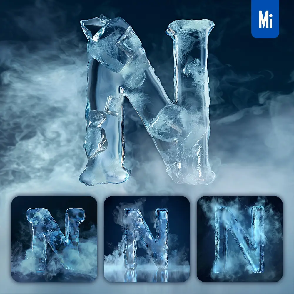 Midjourney Prompt N Letter Cold Ice Block Text Word Freeze 3D