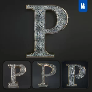 Midjourney Prompt P Letter Word Text Type Diamond Gold 3D