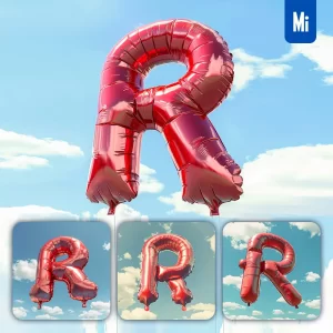 Midjourney Prompt R Letter Red Balloon Sky Cloud 3D