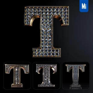 Midjourney Prompt T Letter Word Text Type Diamond Gold 3D