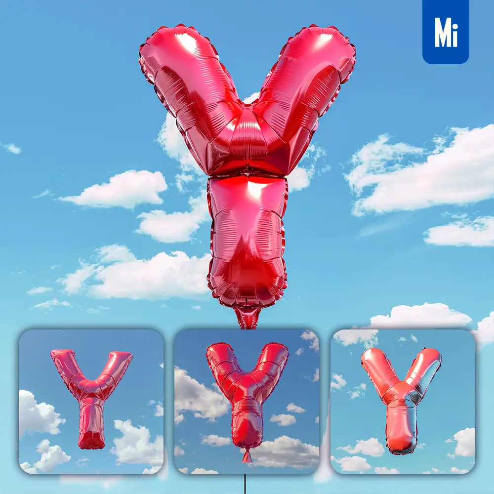 Midjourney Prompt Y Letter Red Balloon Sky Cloud 3D