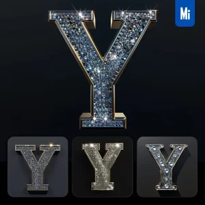 Midjourney Prompt Y Letter Word Text Type Diamond Gold 3D