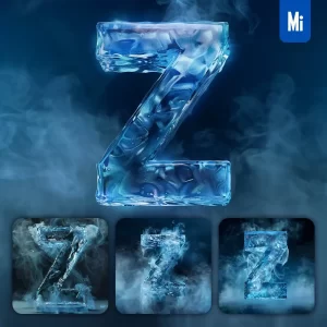 Midjourney Prompt Z Letter Cold Ice Block Text Word Freeze 3D
