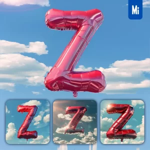 Midjourney Prompt Z Letter Red Balloon Sky Cloud 3D