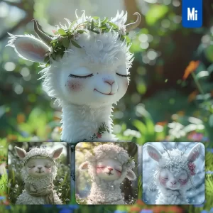 Midjourney Prompt Alpaca Baby Sleep Cute Cartoon Animation 3D