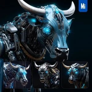 Midjourney Prompt Bull Head Robot Anatomy Technology Science Fiction 3D