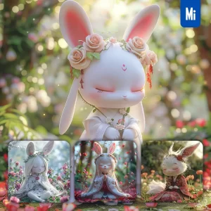 Midjourney Prompt Bunny Rabbit Doll Fairy Dress Tail Garden 3D Girl