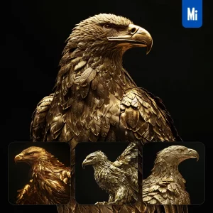Midjourney Prompt Eagle Gold Golden 3D Sculpture Pattern