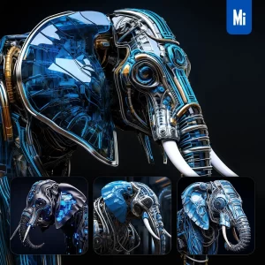 Midjourney Prompt Elephant Head Robot Anatomy Technology Science Fiction 3D