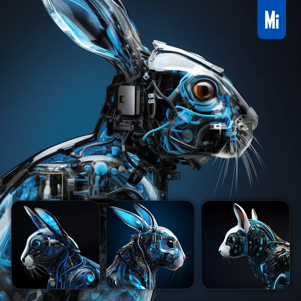 Midjourney Prompt Rabbit Head Robot Anatomy Technology Science Fiction 3D