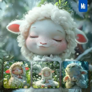 Midjourney Prompt Sheep Baby Sleep Cute Cartoon Animation 3D