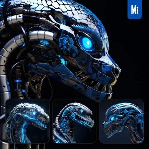 Midjourney Prompt Snake Head Robot Anatomy Technology Science Fiction 3D