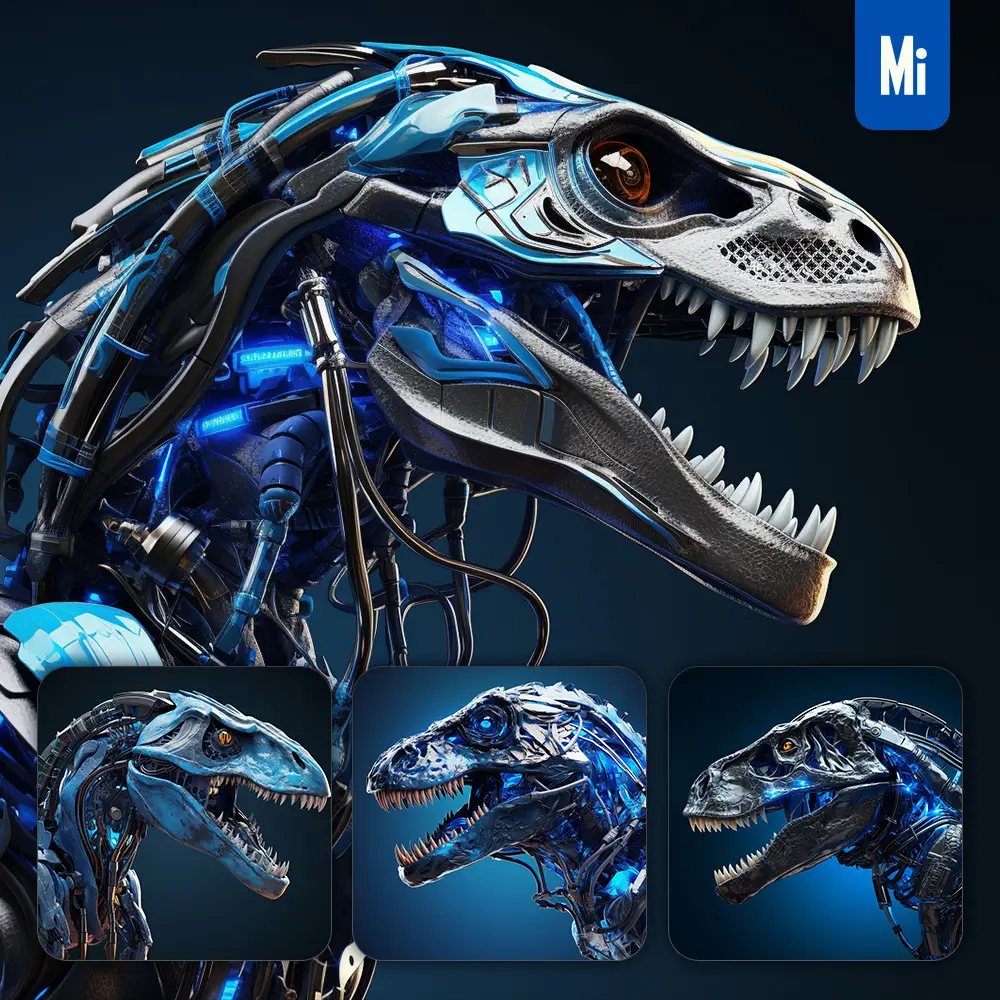Midjourney Prompt Tyrannosaurus Dinosaur Head Robot Anatomy Technology Science Fiction 3D