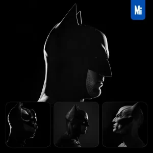 Midjourney Prompt Batman Black White Light Face Head Mysterious Silhouette Photography