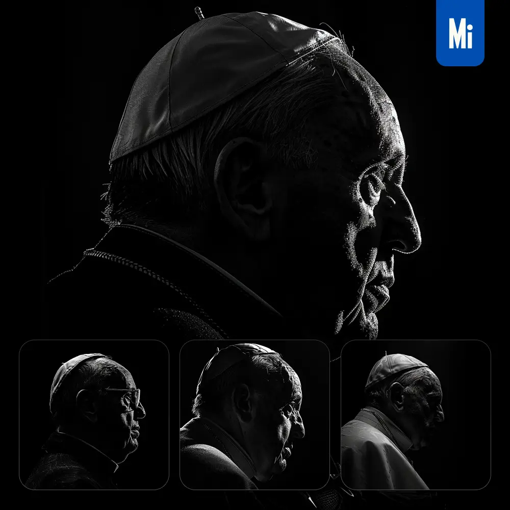 Midjourney Prompt Pope Godfather Black White Light Face Head Mysterious Silhouette Photography