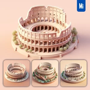 Midjourney Prompt the Roman Colosseum 3D C4D Model Space Scene