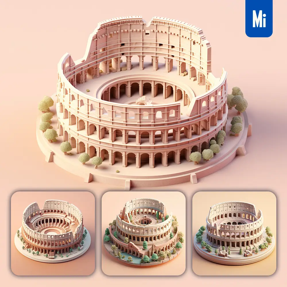 Midjourney Prompt the Roman Colosseum 3D C4D Model Space Scene