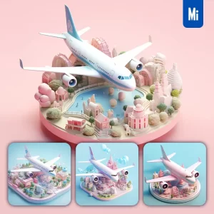 Midjourney Prompt Airplane Airport Scene 3D C4D Model