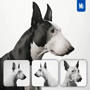 Midjourney Prompt Bull Terrier Black Photography Face Head Silhouette