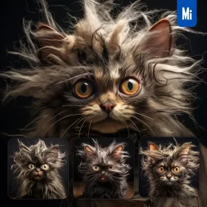 Midjourney Prompt Cat Crazy Fur Photography Portrait Hair Mania