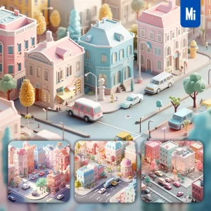 Midjourney Prompt City Street Car Scene 3D C4D Model
