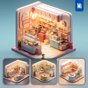 Midjourney Prompt Convenience Store 7-11 CVS 3D C4D Model Space Scene