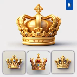 Midjourney Prompt Crown Icon 3D Material Game UI Golden Art Gold