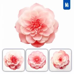 Midjourney Prompt Flower Red Camellia Petal Circle Round Illustration