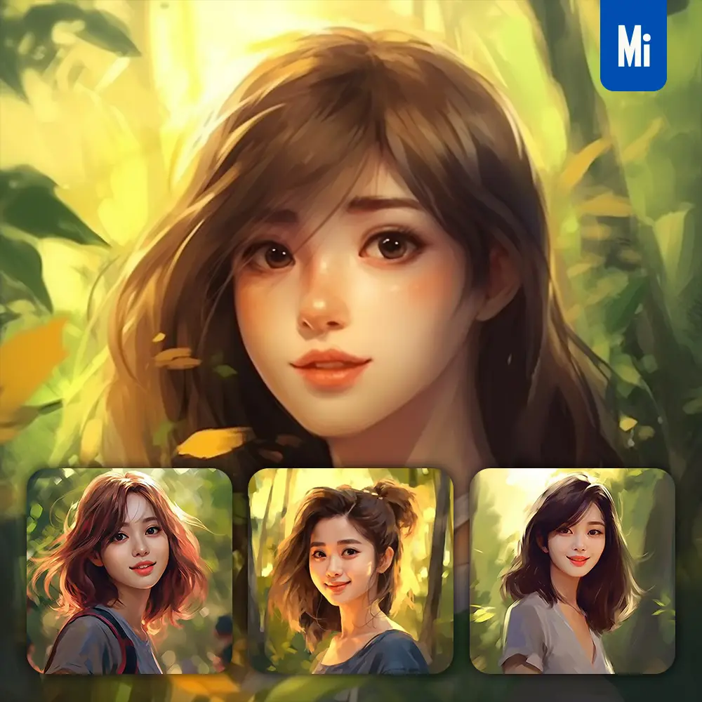 Midjourney Prompt Girl Cartoon Illustration Painting Portrait Face