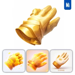 Midjourney Prompt Glove Icon 3D Game Golden Gold UI
