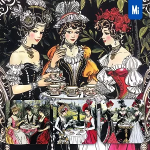 Midjourney Prompt Lady Noble Ladies Retro Leisure Villa Afternoon Tea Illustration