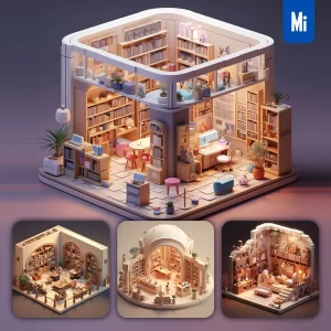 Midjourney Prompt Library Book 3D C4D Model Space Scene