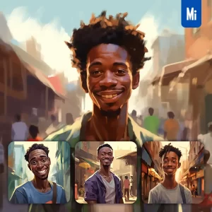 Midjourney Prompt Man African Male Cartoon Illustration Painting Portrait Face