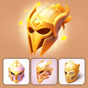 Midjourney Prompt Mask Helmet Icon 3D Game Golden Gold UI