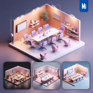 Midjourney Prompt Meeting Room Conference Table 3D C4D Model Space Scene