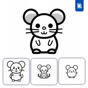 Midjourney Prompt Mouse Mice Thick Line Cartoon Vector Logo Icon
