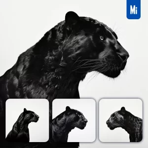 Midjourney Prompt Panther Leopard Black Photography Face Head Silhouette