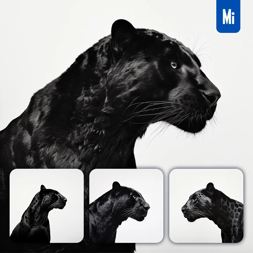 Midjourney Prompt Panther Leopard Black Photography Face Head Silhouette