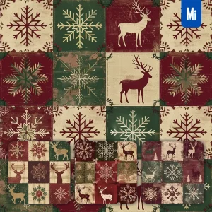 Midjourney Prompt Pattern Christmas Santa Deer Snowflake Nordic Art