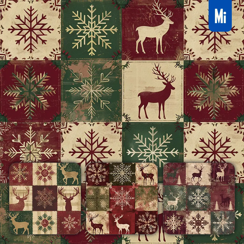 Midjourney Prompt Pattern Christmas Santa Deer Snowflake Nordic Art