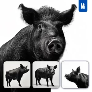 Midjourney Prompt Pig Black Photography Face Head Silhouette