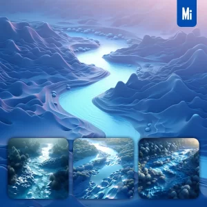 Midjourney Prompt River Blue Scene 3D Model