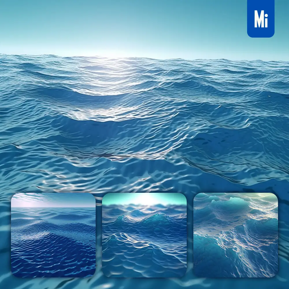 Midjourney Prompt Sea Ocean Wave Blue Scene 3D Model
