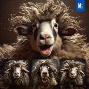Midjourney Prompt Sheep Crazy Fur Photography Portrait Hair Mania Mane