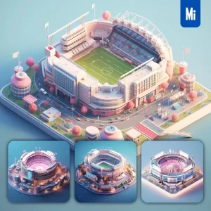Midjourney Prompt Stadium City Scene 3D C4D Model