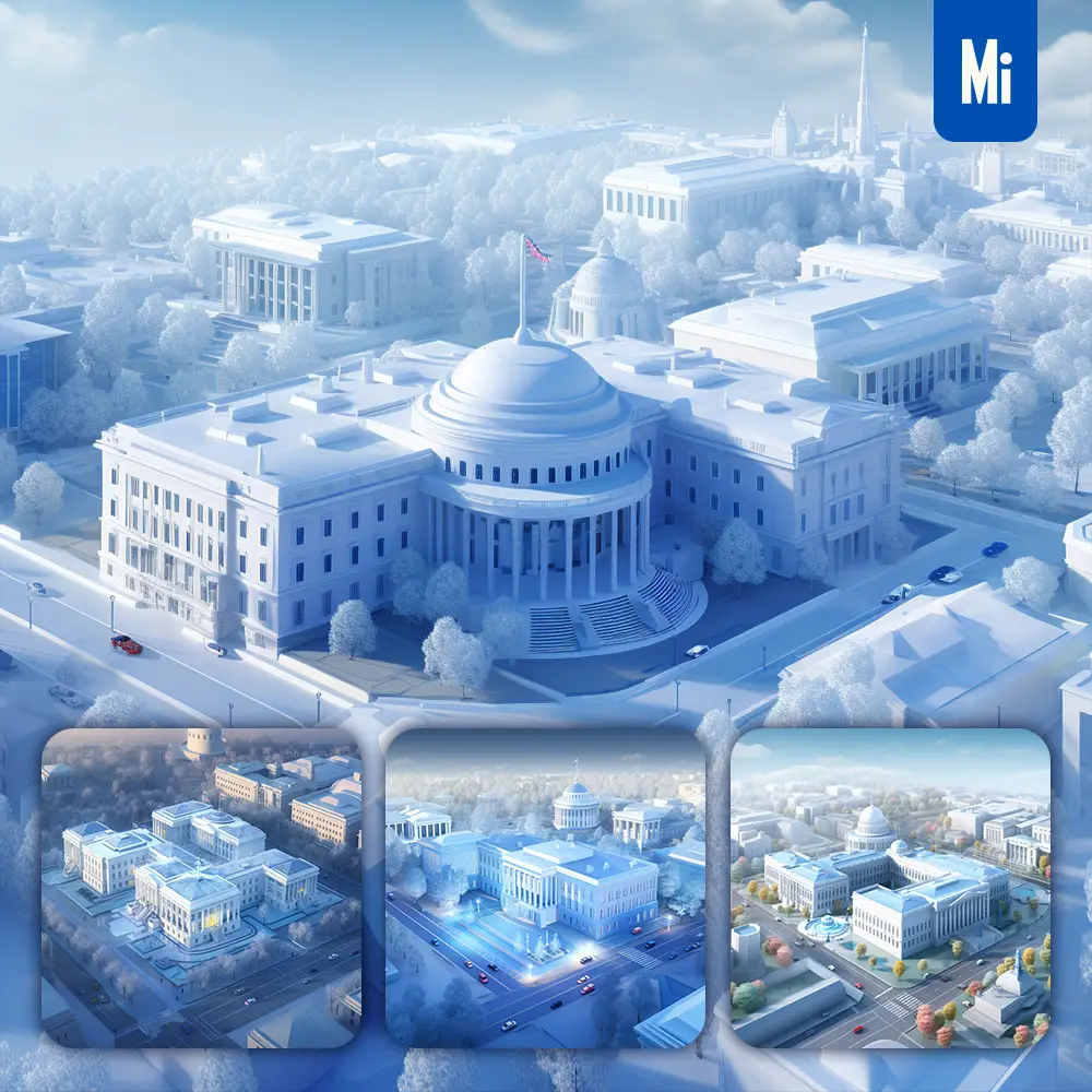 Midjourney Prompt the White House Scene 3D Model