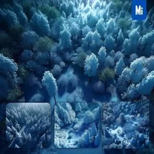 Midjourney Prompt Tree Forest Woods Blue Scene 3D Model