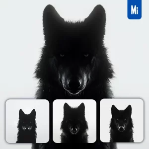 Midjourney Prompt Wolf Light Black White Face Head Silhouette Photography