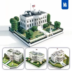 Midjourney Prompt America US White House Assembled 3D Lego Model Scene
