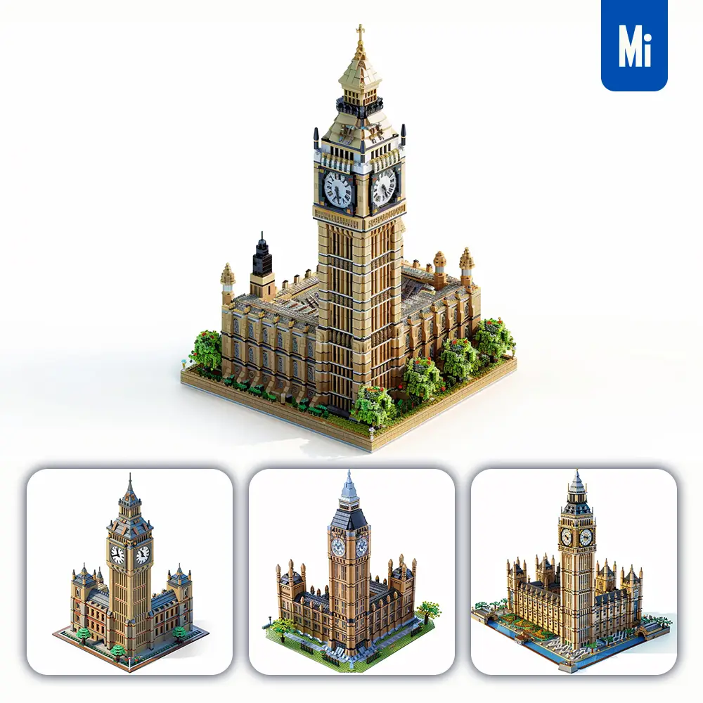 Midjourney Prompt Big Ben London England Assembled 3D Lego Model Scene